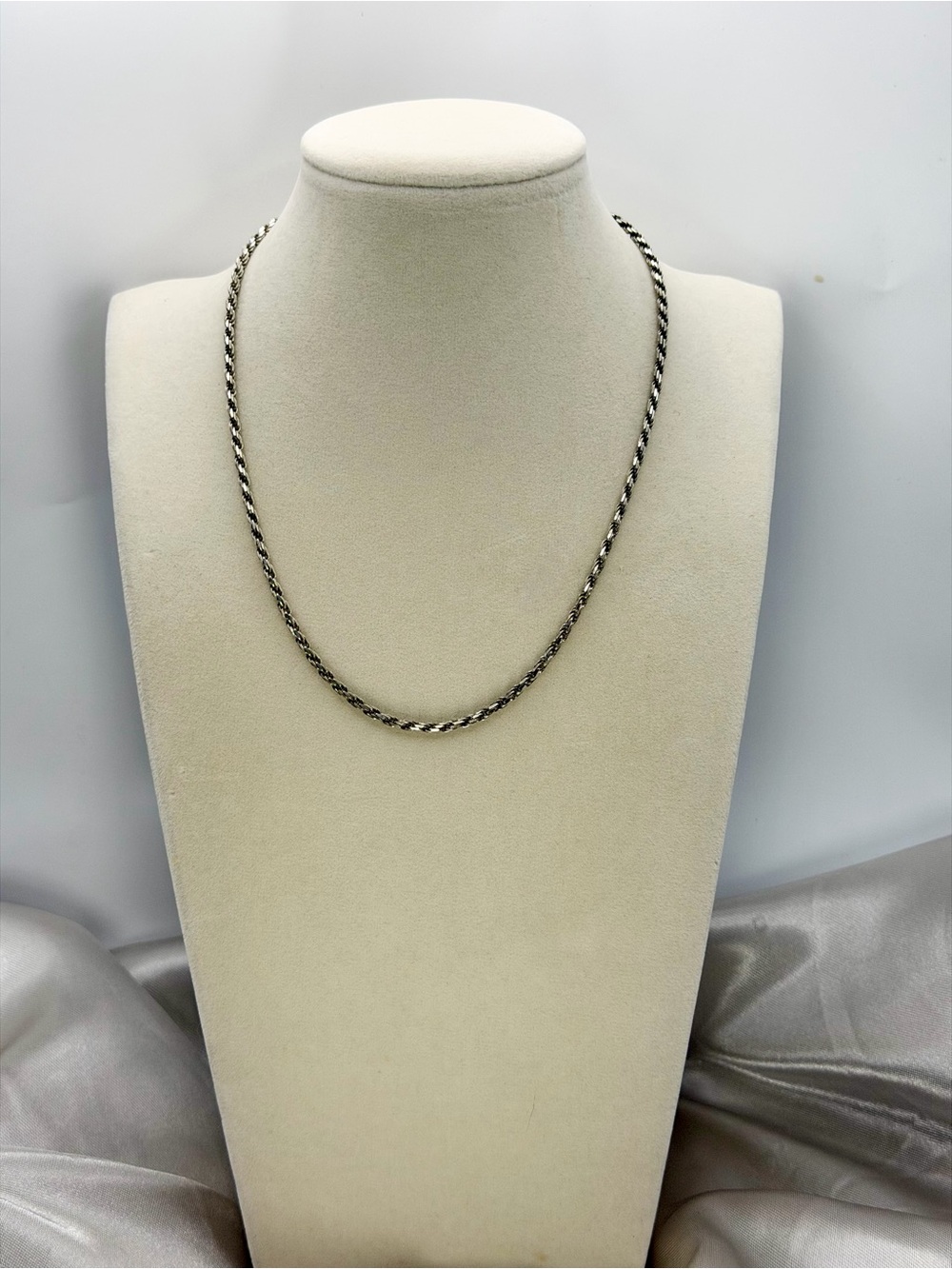 Solid 925 Sterling Silver Italian Rope Chain Necklace 16" 11g